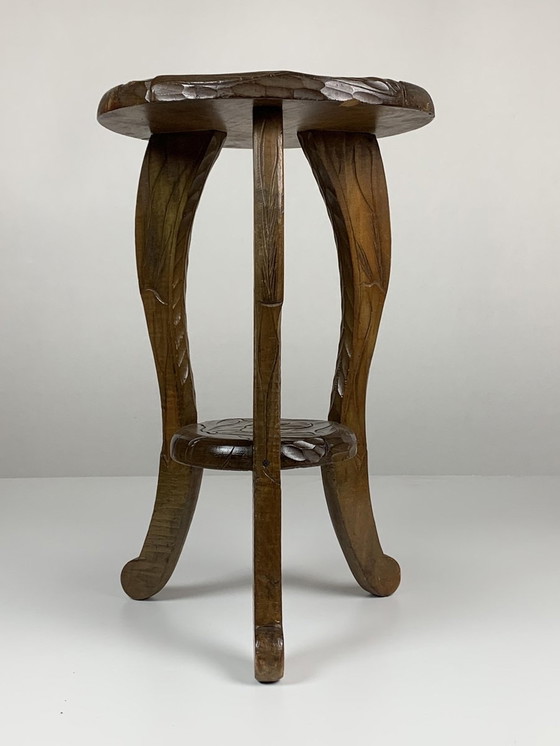 Image 1 of Japanese Hand Carved Side Table from Liberty London, 1905