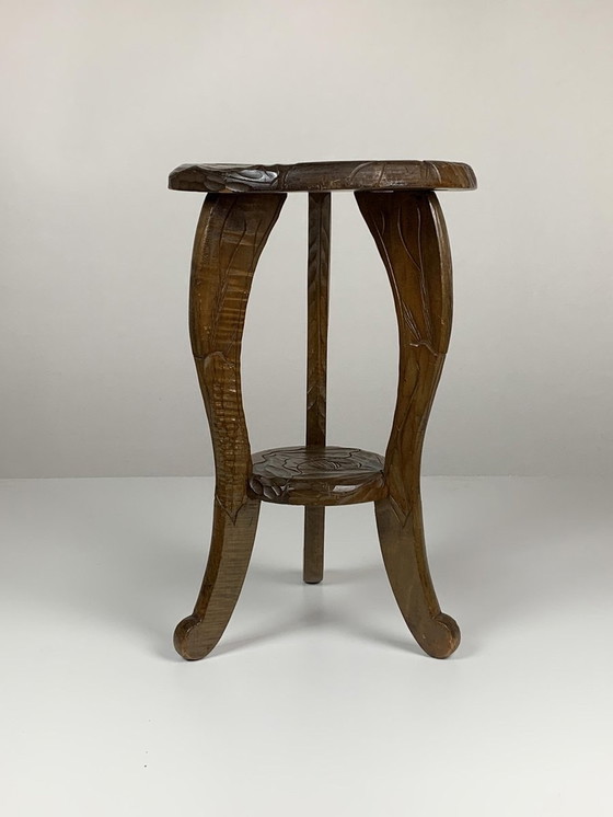 Image 1 of Japanese Hand Carved Side Table from Liberty London, 1905