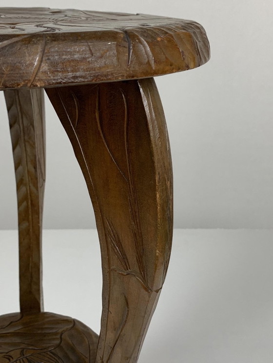 Image 1 of Japanese Hand Carved Side Table from Liberty London, 1905