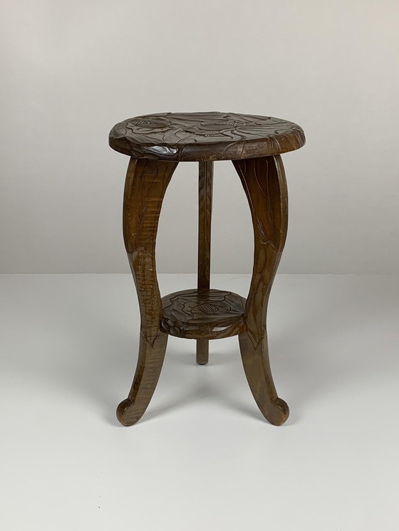 Image 1 of Japanese Hand Carved Side Table from Liberty London, 1905