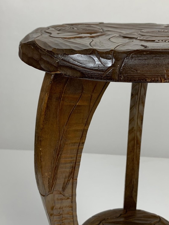 Image 1 of Japanese Hand Carved Side Table from Liberty London, 1905