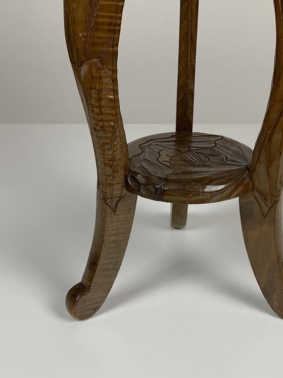 Image 1 of Japanese Hand Carved Side Table from Liberty London, 1905