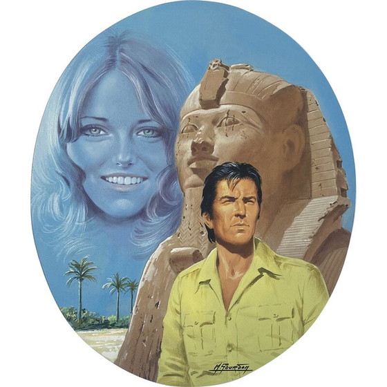 Image 1 of Vintage painting "Comme un roseau ..." by Cécile Beauregard for M.Gourdon, 1965