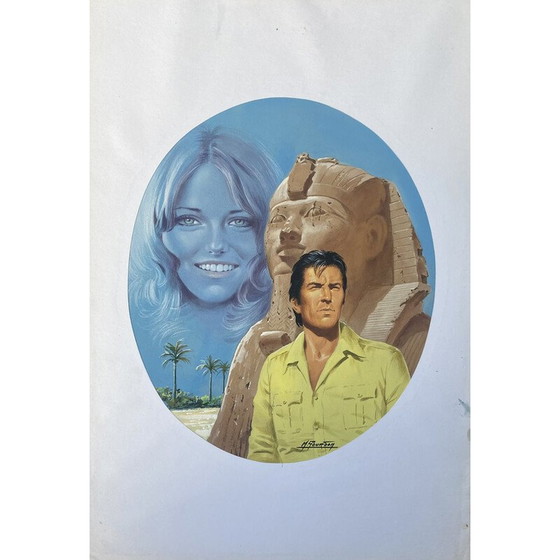 Image 1 of Vintage painting "Comme un roseau ..." by Cécile Beauregard for M.Gourdon, 1965