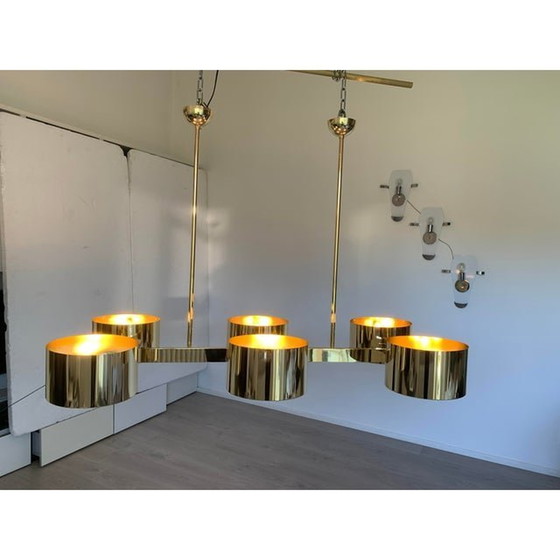 Image 1 of Italian Sputnik Chandelier Metal Gold