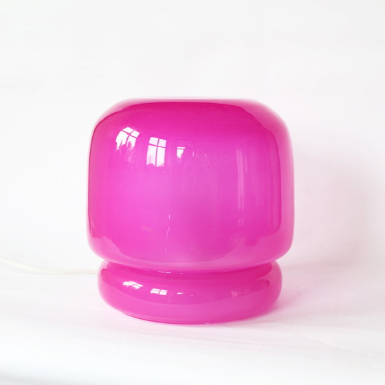 Image 1 of Retro Pink Glass Mushroom Lamp