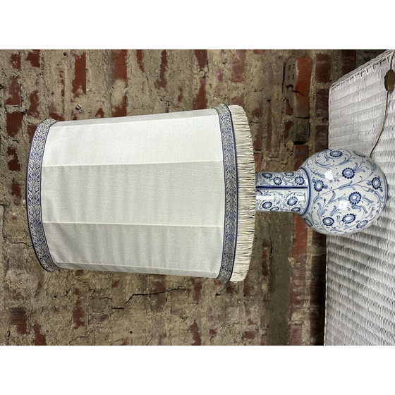 Image 1 of Vintage blue and white earthenware table lamp, 1980s