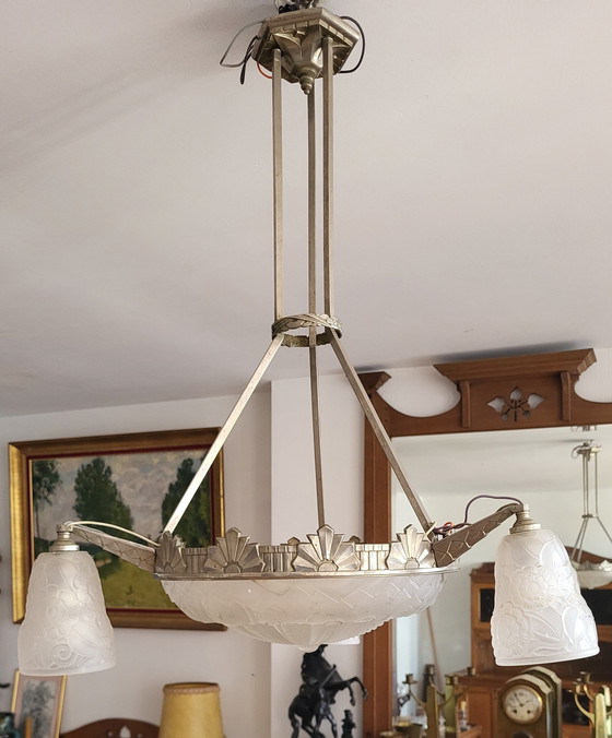 Image 1 of Art Deco chandelier Muller Frères Lunéville 1930