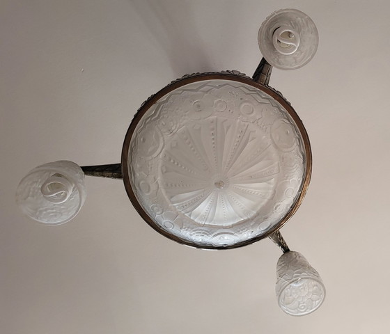 Image 1 of Art Deco chandelier Muller Frères Lunéville 1930