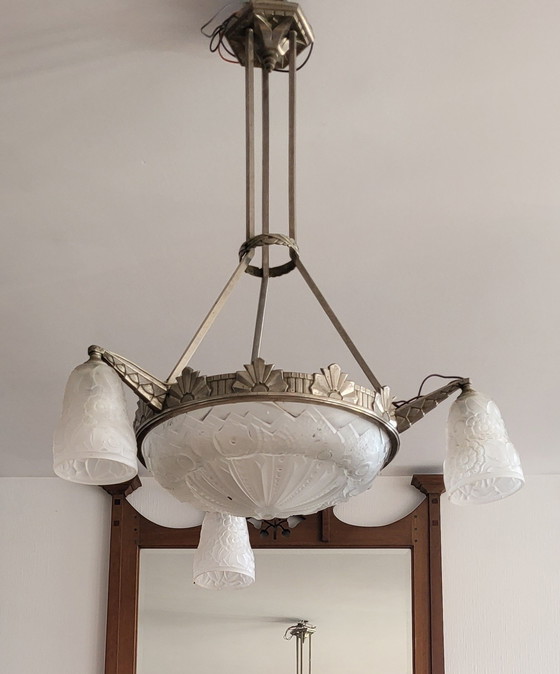 Image 1 of Art Deco chandelier Muller Frères Lunéville 1930