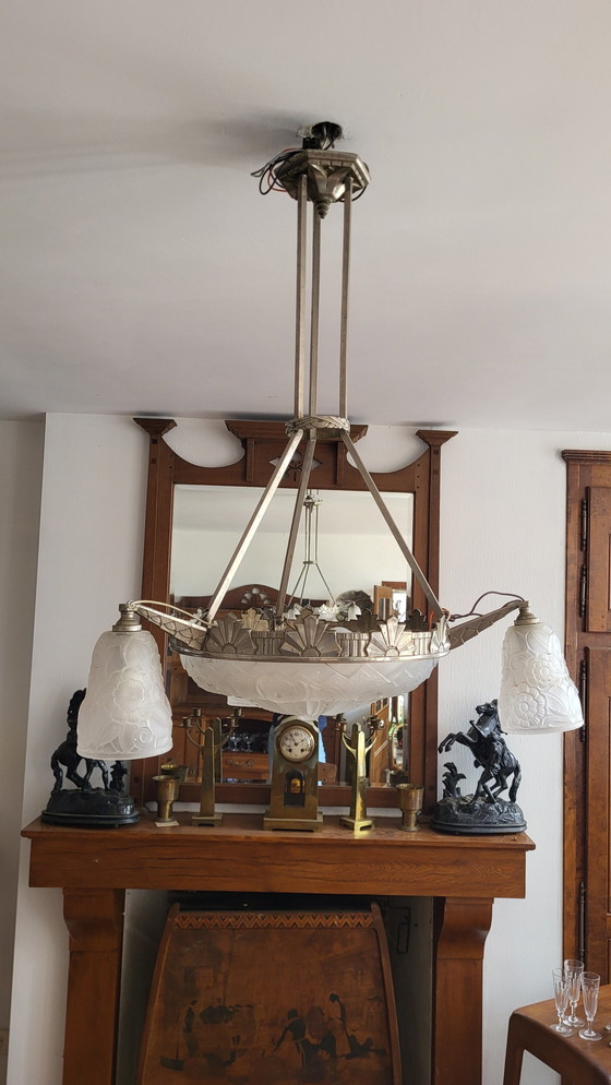 Image 1 of Art Deco chandelier Muller Frères Lunéville 1930