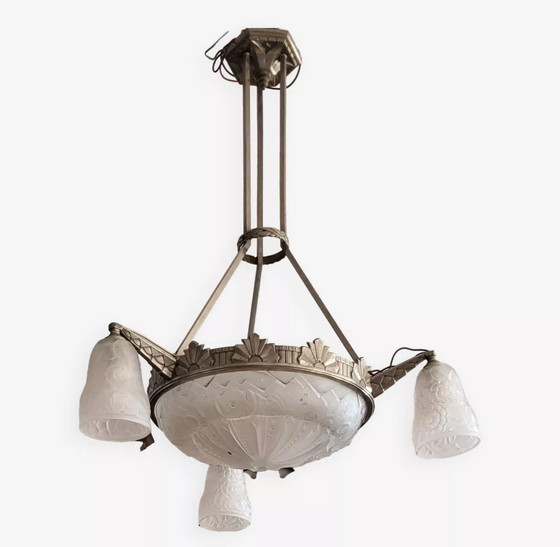 Image 1 of Art Deco chandelier Muller Frères Lunéville 1930