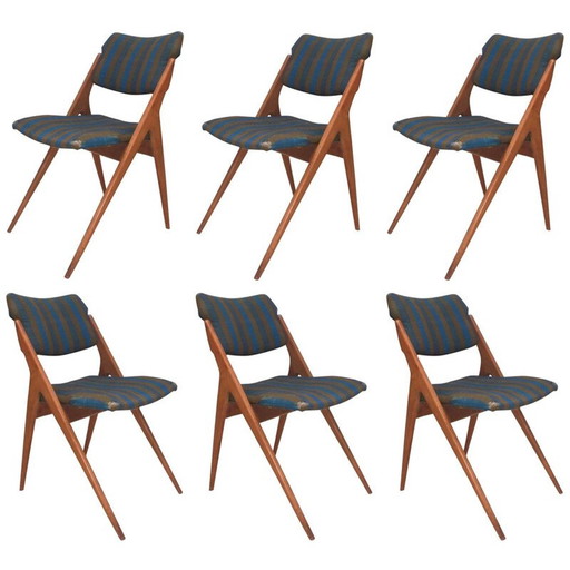 6 dining chairs, Gérard GUERMONPREZ - 1950s 