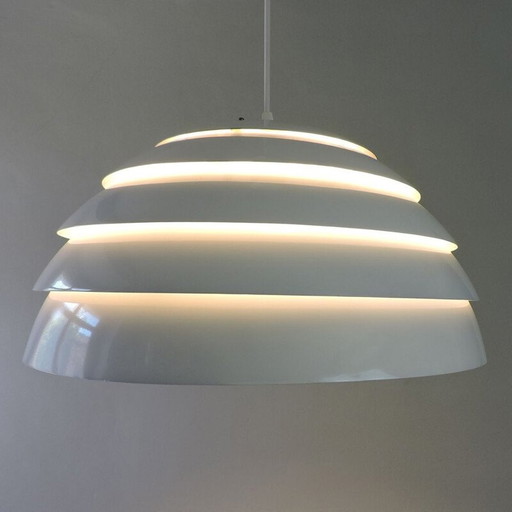 Vintage white painted aluminum suspension by Hans Agne JAKOBSSON for Markaryd, Sweden 1960