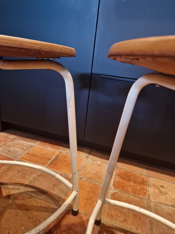 Image 1 of 2 Vintage Industrial Stools, Studio Stool, School Stool Stackable