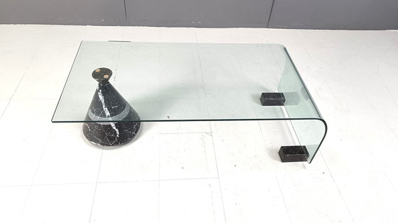 Image 1 of Postmodern black marble and glass coffee table, 1980s