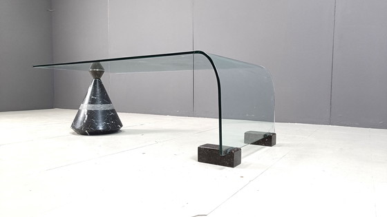 Image 1 of Postmodern black marble and glass coffee table, 1980s