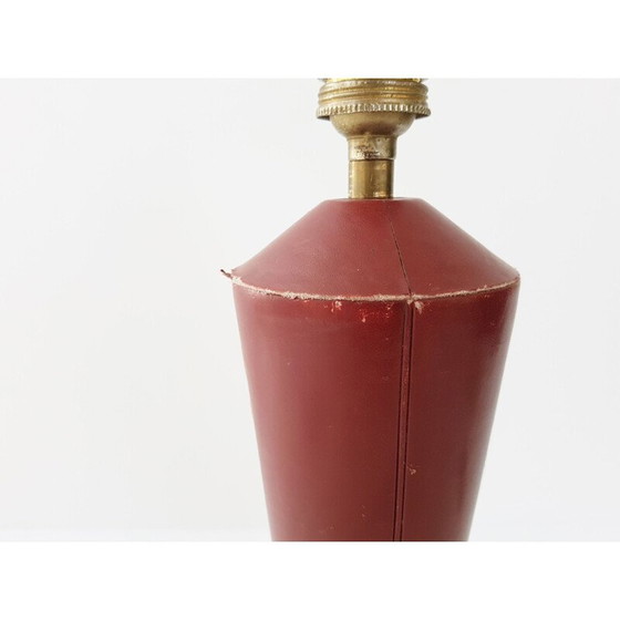 Image 1 of Lampada da tavolo vintage in pelle rossa