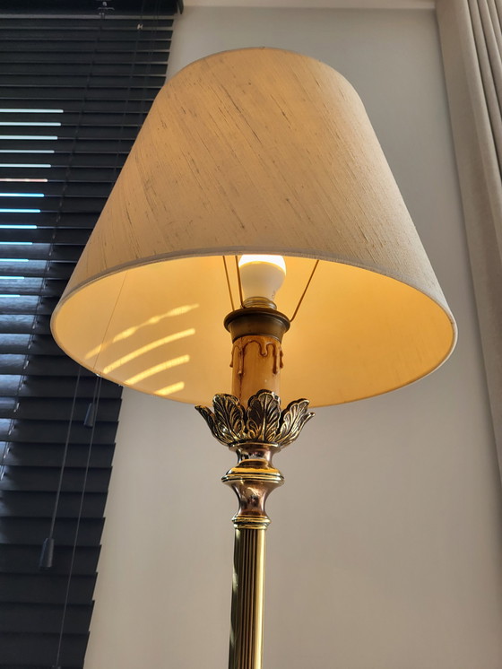 Image 1 of Hollywood Regency brass pineapple floor lamp