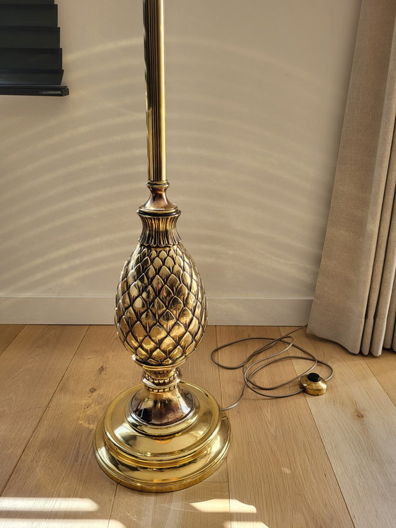 Image 1 of Hollywood Regency brass pineapple floor lamp