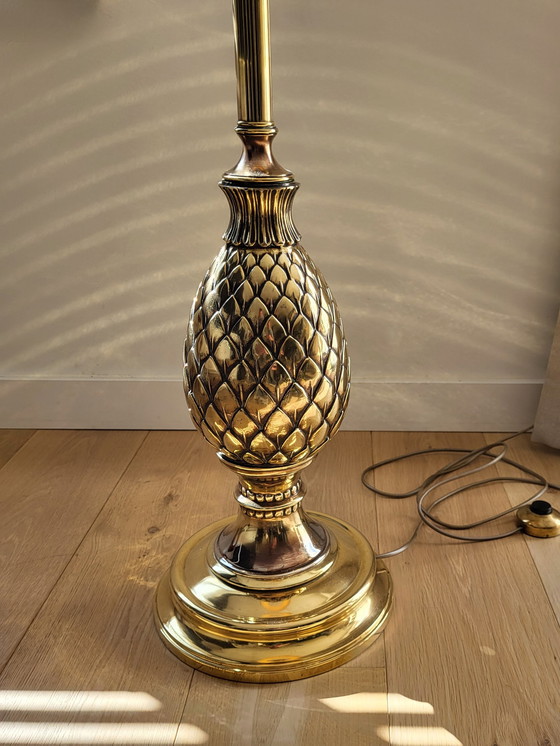 Image 1 of Hollywood Regency brass pineapple floor lamp