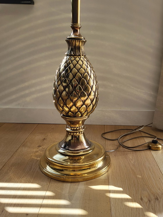 Image 1 of Hollywood Regency brass pineapple floor lamp