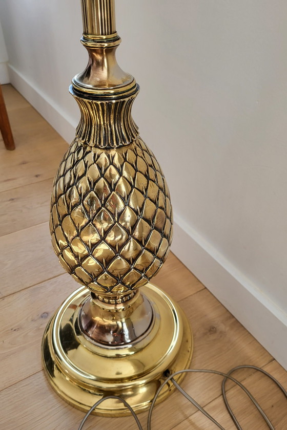 Image 1 of Hollywood Regency brass pineapple floor lamp