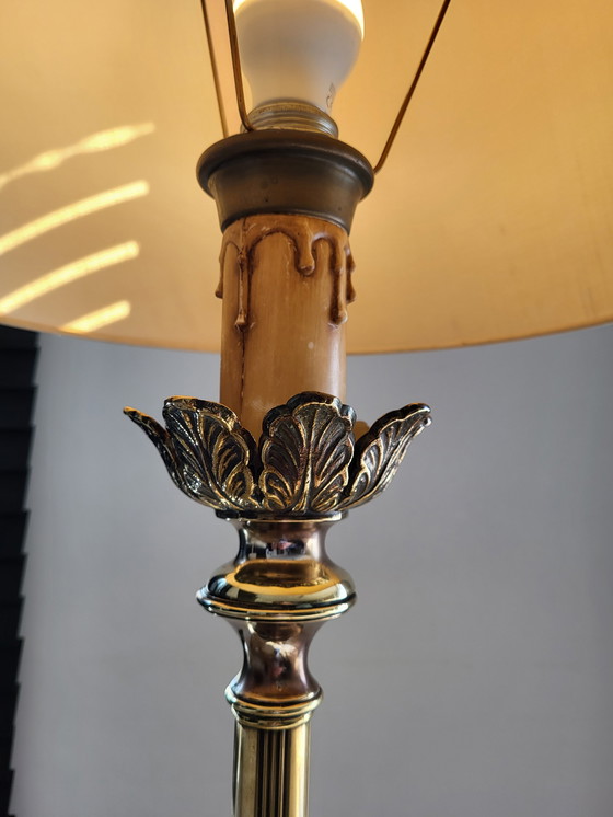 Image 1 of Hollywood Regency brass pineapple floor lamp