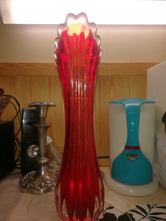 Image 1 of Murano Red Glass Vase