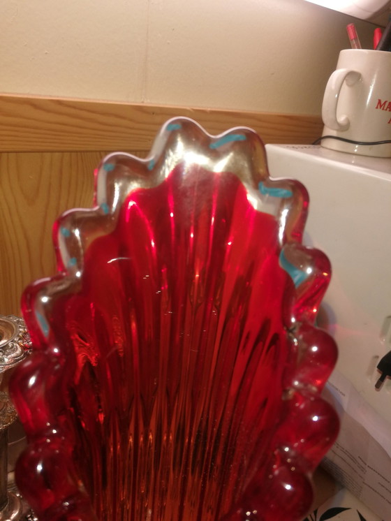 Image 1 of Murano Red Glass Vase