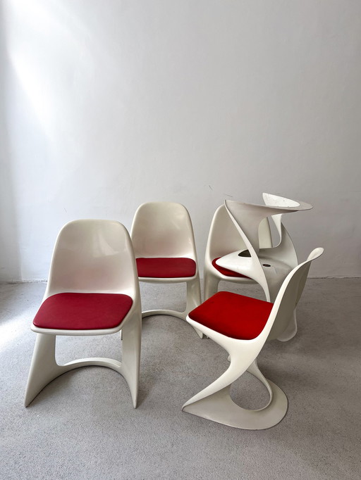 Set Of 4 Space Age Designer Chairs From The 1970S, Originals By Casala