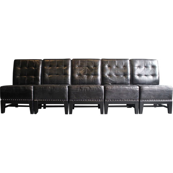 Image 1 of Black leather dining chair decorated with studs