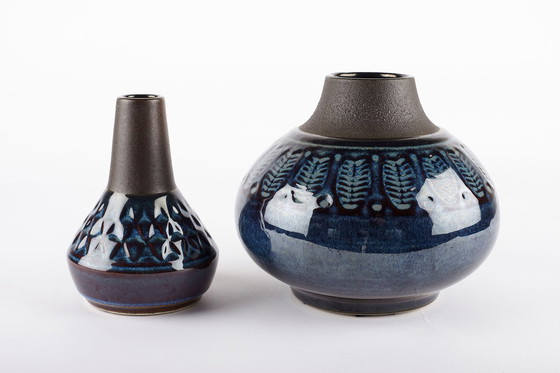 Image 1 of 2 x Vases en céramique Dessinés par Einar Johansen pour Søholm Stentøj, Danemark années 1960.