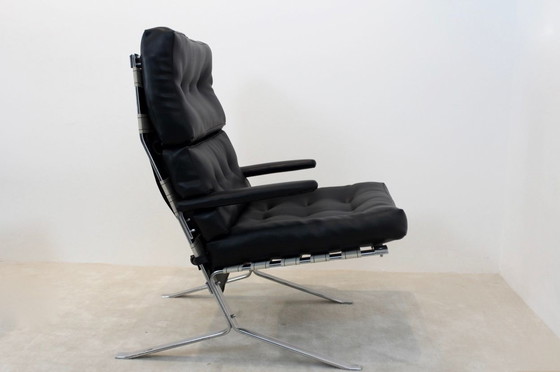 Image 1 of Mid-Century Belgian High-Back Lounge Chair