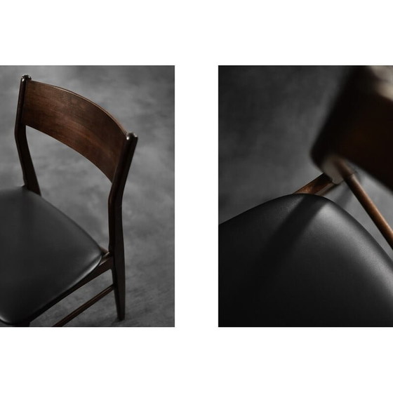 Image 1 of Set of 4 vintage Scandinavian dining chairs in beechwood and rosewood, Denmark 1960s