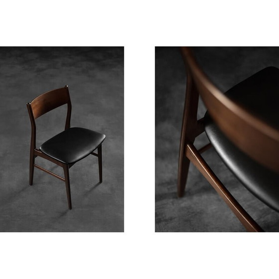 Image 1 of Set of 4 vintage Scandinavian dining chairs in beechwood and rosewood, Denmark 1960s