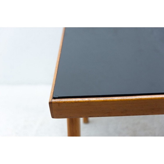 Image 1 of Vintage coffee table in opaxite glass and wood by Interiér Praha, Czechoslovakia 1960