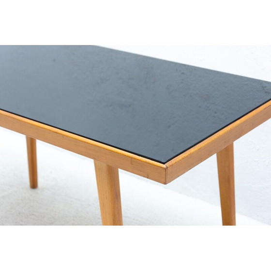 Image 1 of Vintage coffee table in opaxite glass and wood by Interiér Praha, Czechoslovakia 1960
