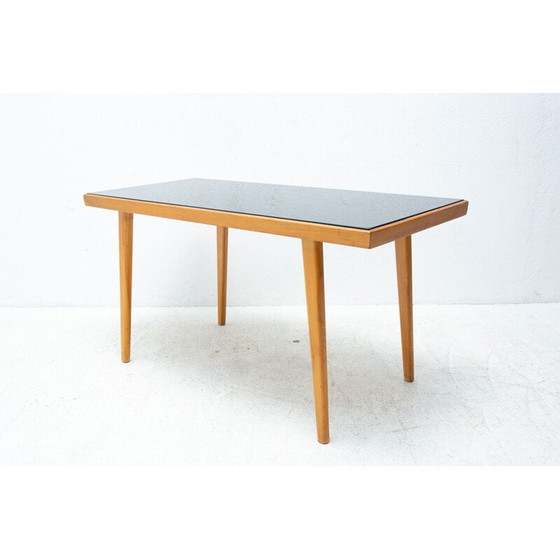 Image 1 of Vintage coffee table in opaxite glass and wood by Interiér Praha, Czechoslovakia 1960