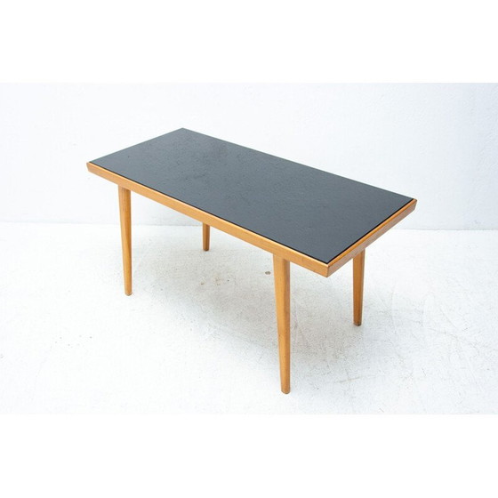 Image 1 of Vintage coffee table in opaxite glass and wood by Interiér Praha, Czechoslovakia 1960