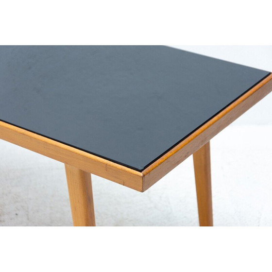 Image 1 of Vintage coffee table in opaxite glass and wood by Interiér Praha, Czechoslovakia 1960