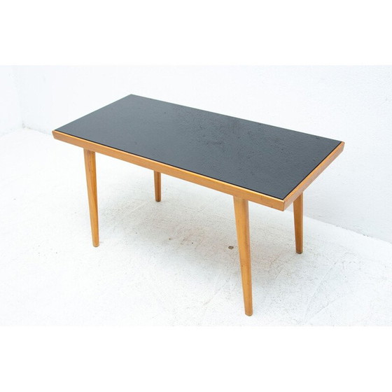 Image 1 of Vintage coffee table in opaxite glass and wood by Interiér Praha, Czechoslovakia 1960