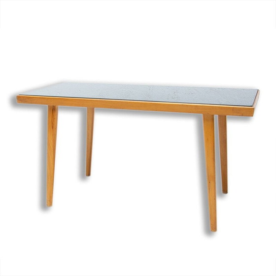 Image 1 of Vintage coffee table in opaxite glass and wood by Interiér Praha, Czechoslovakia 1960