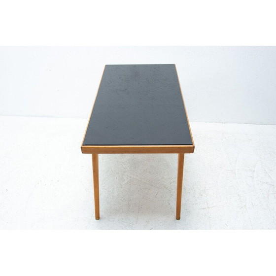 Image 1 of Vintage coffee table in opaxite glass and wood by Interiér Praha, Czechoslovakia 1960