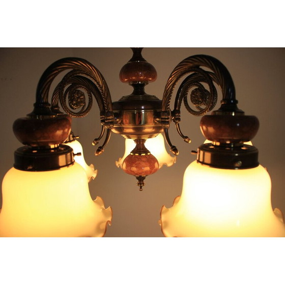 Image 1 of Set of 6 vintage brass chandeliers, Germany 1980