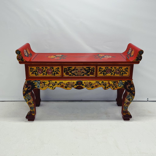 Tibetan Console With Hand-Painted Decorations