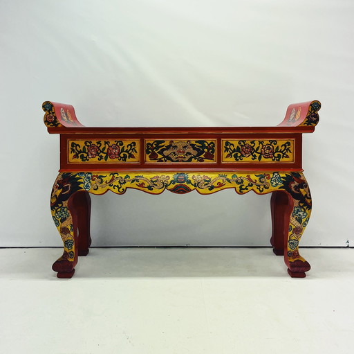 Tibetan Console With Hand-Painted Decorations