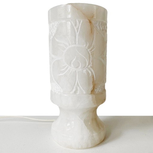 Vintage table lamp alabaster natural stone