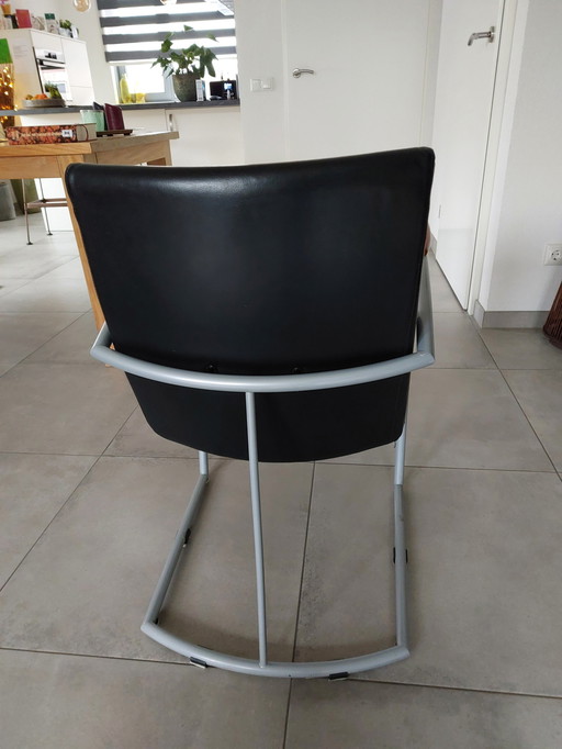 4X Chairs Riant Stoutenbeek Black Leather/Beech Wood