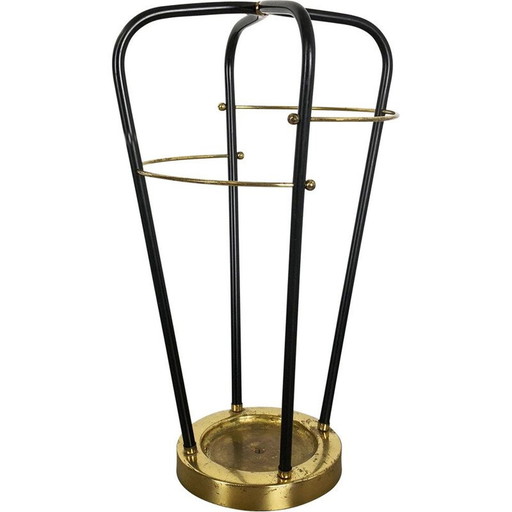 Vintage hollywood regency brass umbrella stand, Germany 1950